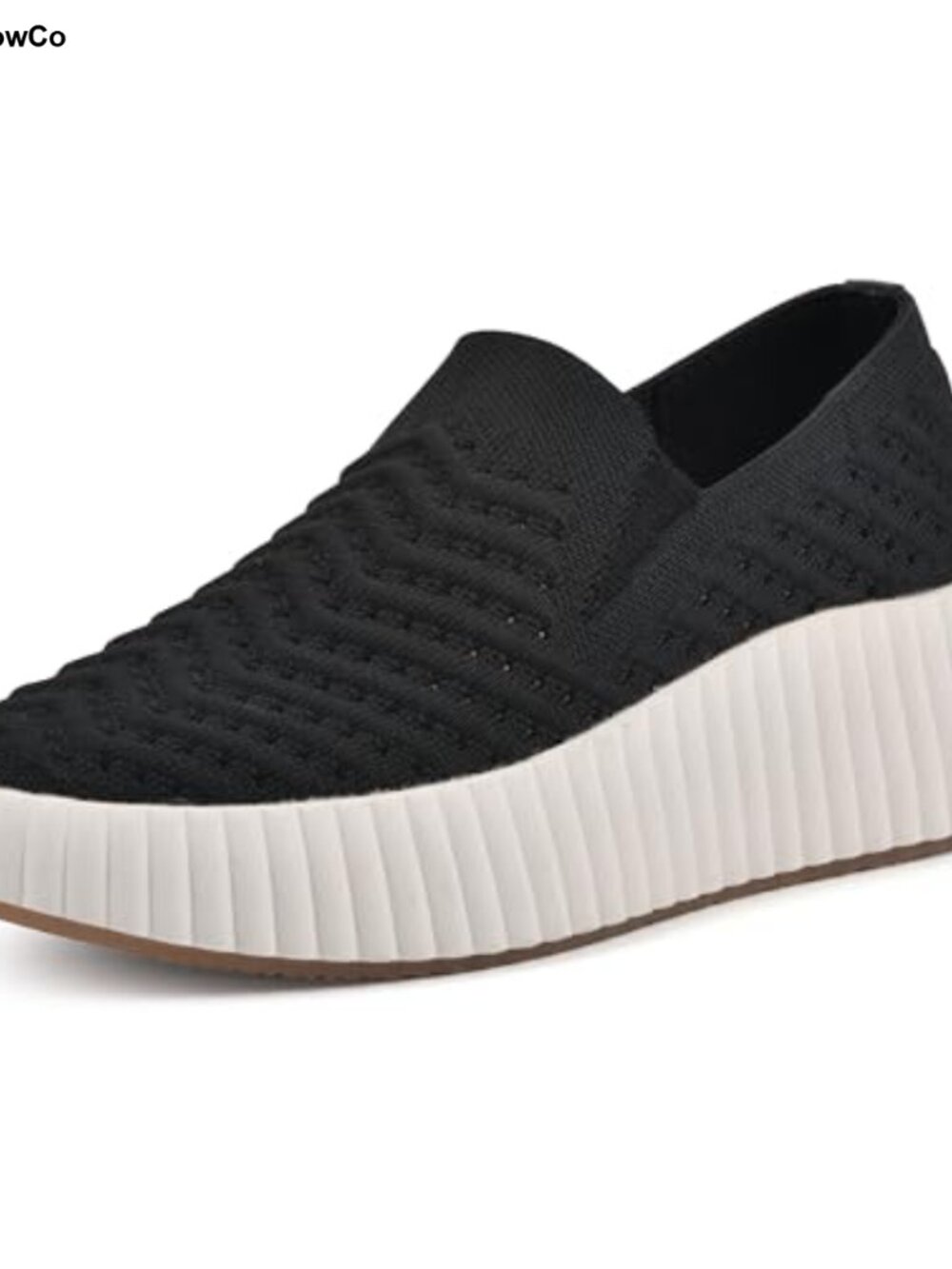 Platform Sneaker - Breathable Woven Knit, Cushioned Insole, Pull-On